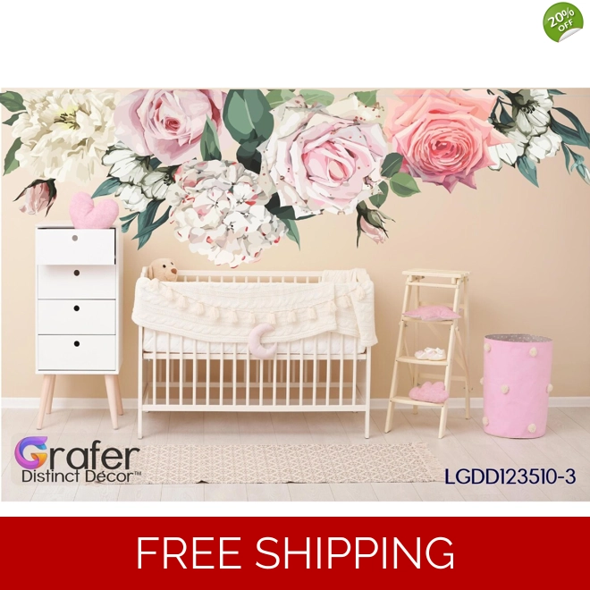 product Image for Peonies Blooms decal , Flowers Blossoms Decals, Rose Garden Bouquet-Pink Roses